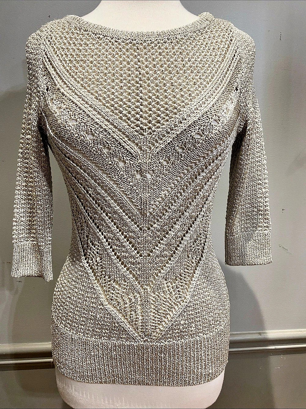 White House Black Market Metallic Knit Sweater Size XS Like New